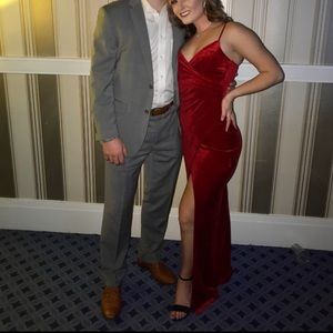 Red velvet maxi dress